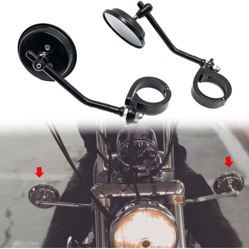 For Harley Davidson Sportster XL 883 Custom 1200 Iron 883 XL883N Motorcycle Rearview Side Mirror Aluminum for 38-41mm forks