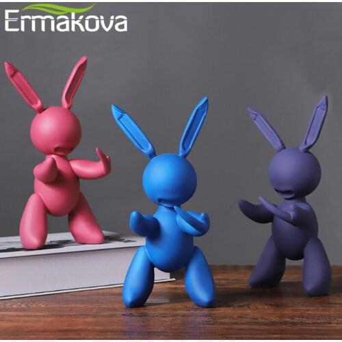ERMAKOVA Balloon Bunny Figurines Rabbit Statues Resin Animal Art Sculptures Modern Abstract Home Decor Ornaments
