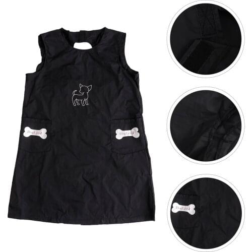 Pet Dog Groomer Apron Waterproof Sleeveless Working Clothes Apron Robe Supplies Size (Black)