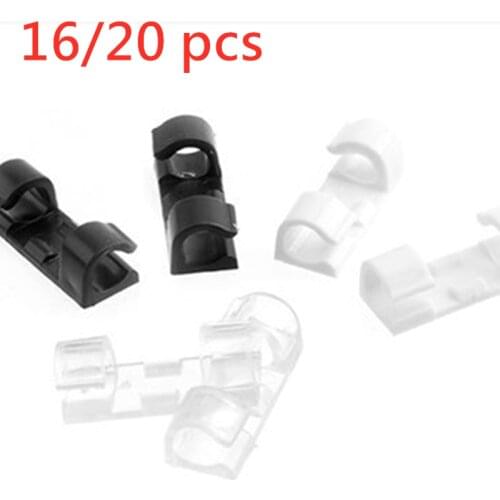 Finisher Wire Clamp Self-adhesive Car Wire Clip Fixer Holder Cable Rectangle Plastic Mount Clamp Network Office Cable 16/20pcs