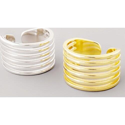 Sole Memory Smooth Multi-layer 925 Sterling Silver Female Resizable Opening Rings SRI641