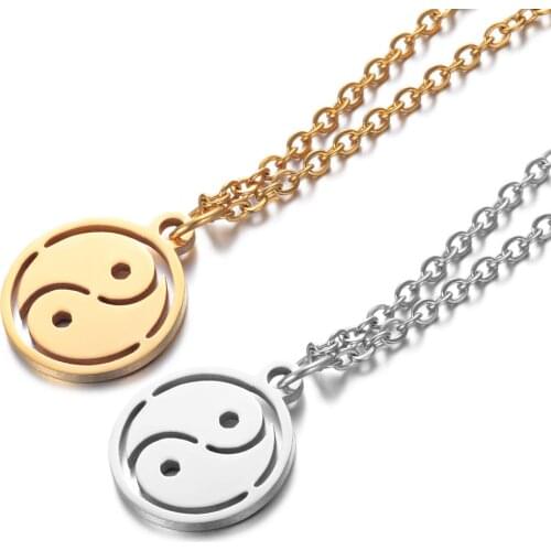 Hote Sale Stainless Steel Hollow Out Yin and Yang Tai Ji Pendant Necklace For Women Jewelry Summer Gift