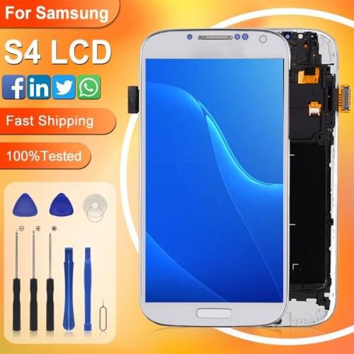 Catteny Can Adjustable i9505 Dispaly For Samsung Galaxy S4 Lcd Touch Panel Digitizer Assembly 9500 i337 i545 Screen With Frame