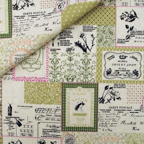 Cotton Linen Fabric for handmad, bed, bag, curtain Sewing - Retro trademarks and music symbol (LF150)
