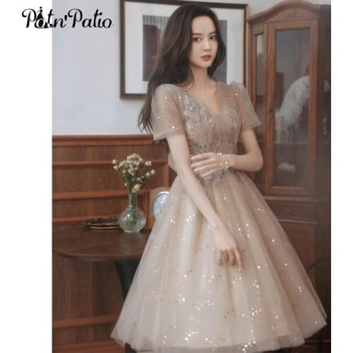 Short Prom Dresses For Graduation Party Elegant V-neck A-Line Tulle Plus Size Homecoming Dresses 2021