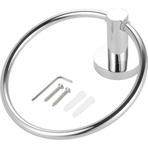 Stainless Steel Round Towel Ring Holder Anticorrosive Chrome Hanger Wall Mounted Bathroom Home Hotel