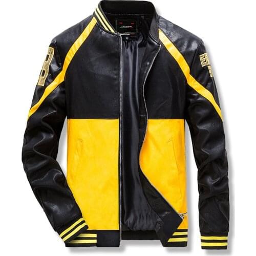 Spring Autumn New PU Leather Men Jacket Embroidery Loose Youth Casual Leather Outerwear Long Sleeve Fur zipper Coats