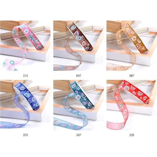 20yards 9mm 16mm 25mm 38mm Flower Printed Organza Stain Ribbon for DIY Crafts Gift Wrapping Hairbow Handmade Christmas Ribbons