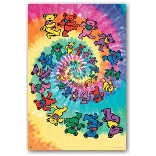 Best Nice Grateful Dead Spiral Bears Print Poster Cloth Fabric Poster For Bedroom Canvas Posters As A Gift Silk Posters