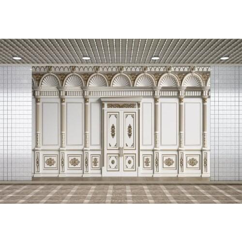 Lyavshi Vintage Chic Wall Pillar Arch Door Flower Pattern Party Wedding Love Photophone Photo Studio Backdrop Background Props