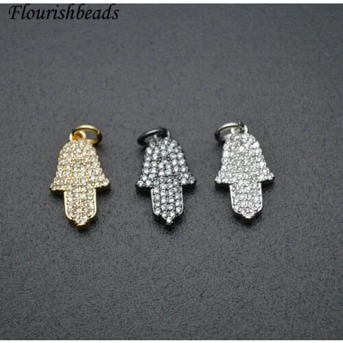 Mini Human Palm Shape Metal Pendant Pave Zircon Beads DIY Parts Jewelry Makings Chic Accessories Fit Necklace Choker 20pcs
