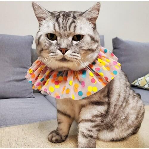 Fashion Dog Cat Bib Cute Dots Stars Floral Pet Cat Mesh Tulle Bib Triangular Bandage Neckerchief Shawl Scarf Pet Supplies