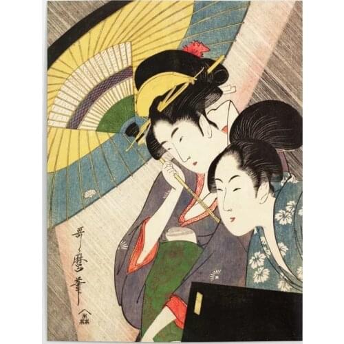 Canvas Wall Art Prints Geisha Attendant Poster Home Decor Japan Painting Modern Abstract For Bedroom Modular Pictures Framework