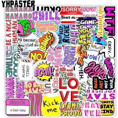 10/30/50Pcs Motivational Phrases Quotes Sentences Stickers For Toys Moto Phone Macbook Laptop Fridge Skateboard Guiter Luggage