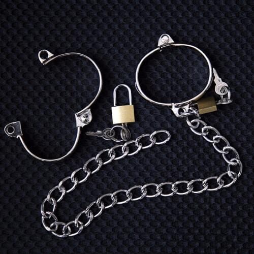 Stainless Steel Handcuffs Ankle Cuffs for Couples Metal Lockable Shackles bdsm Bondage Restraints Adult Game Toys for Men Woman