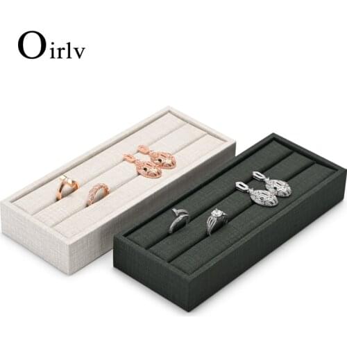 Oirlv 2021Newly PU Leather Jewelry Display Stand for Ring White/Dark Green Rings Organizer Holder