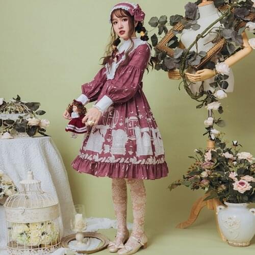 Original Demonia Jsk Vintage Kawaii Gothic Dress Women Lolita Dress Cosplay Costume Girl Long Sleeve Dress
