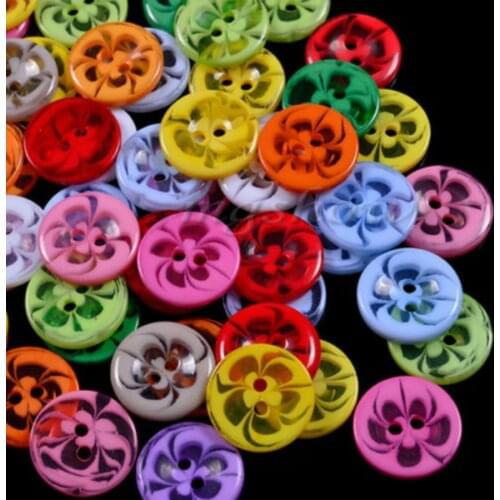 100pcs Mixed Flower 2 Holes Resin Sewing Button Scrapbooking Cardmaking Craft Clothing Accessories 14mm