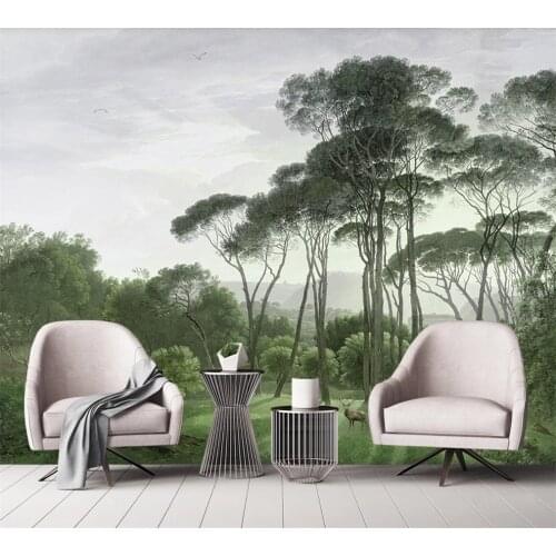 Custom 3D wallpaper mural fantasy wood sika deer bedroom background wall