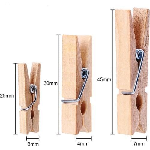 50PCS 25mm,30mm,45mm Clothes Pegs Mini Wooden Paper Photo Clips Clothespins Wood Clamps For Storage Supplies Wooden Clips