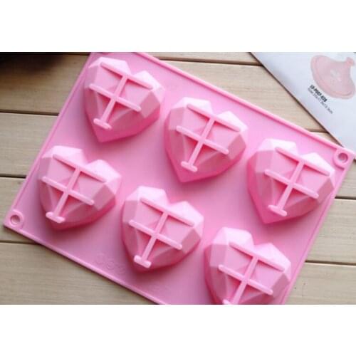 6 hole Diamond Love Pudding Jelly mould silicone chocolate mold baking toll