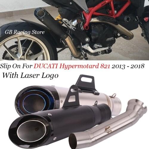 Slip On For DUCATI Hypermotard 821 2013 - 2018 Hyperstrada 821 Motorcycle Exhaust Escape Moto Middle Link Pipe Muffler DB Killer