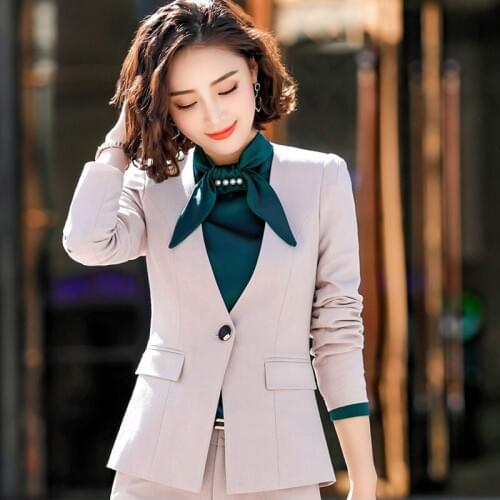IZICFLY high quality autumn coats new style Business beige jaket women formal Elegant Slim Office ladies black blazer plus size