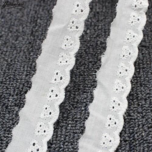 YACKALASI 100% Swiss Cotton Voile Eyelet Embroidered Lace Ribbon Swiss Cotton Voile Sewing Apparel Trims Appliqued White 2.5CM