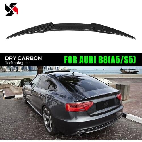 For Audi 2007-2016 4-Door Sedan A5 B8 Dry Carbon Fiber Craftsmanship Rear Trunk Spoiler Deck Boot Tail Wings