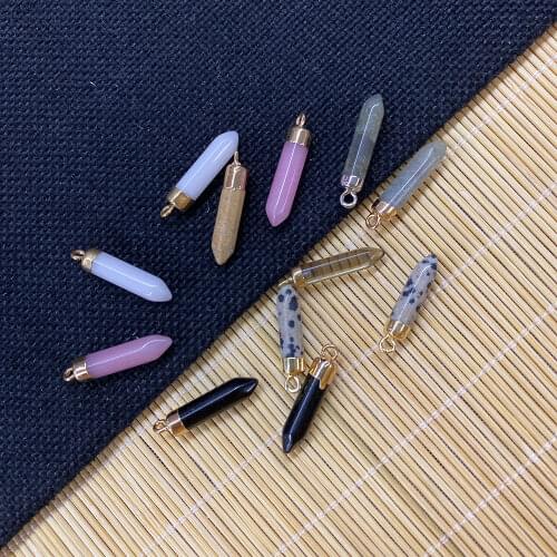 1pcs Natural Stone Pendant Cylindrical Agate Labradorite Used In IDY Jewelry Making Exquisite Pendant Necklace Bracelet 5x25mm