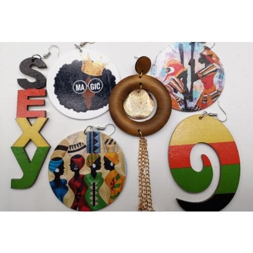 10pairs/lot african mixed wooden earrings