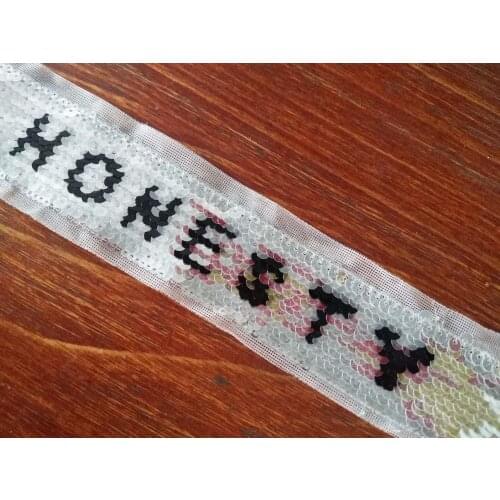 10yards/lot wide 4cm sewing embroidery sequins patches badges white background for clothing accessory ZH-5259