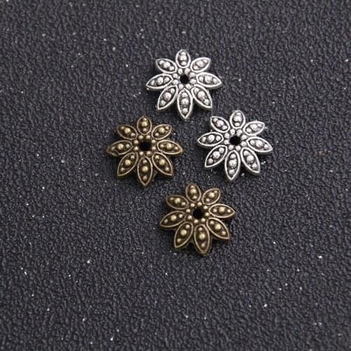 18pcs 14*14mm Two Color Craft Metal Beads Caps Tassel End Caps DIY Jewelry Charm Receptacle Accessories