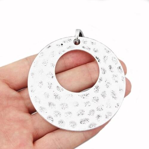 3PCS Open Hammered Round Rings Charms Pendants for Finding Jewelry Making 68mm