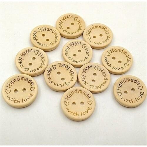 100pcs New carved love with love wooden button 2 eye bowl buckle(15mm-25mm)