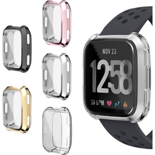 360 Degree Protection Cover For Fitbit Versa Band Case Plating Coque Fit Bit Versa Watch Accessories Screen Protective Case capa