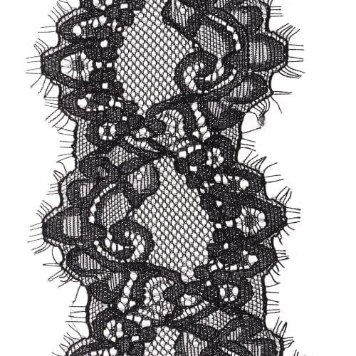 5 Yards Black & White Soft Floral Classic Eyelash Lace Trim Decoration Craft