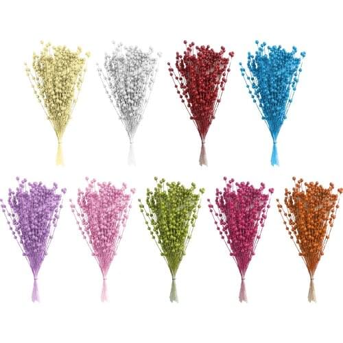 50pcs Christmas Decoration Pistachio Artificial Gold Powder Berry Flower Living Room Golden Berries Party Photography Home Decor