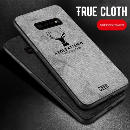 50pcs/lot Deer Head Phone Case For Samsung Galaxy A6 Plus A7 A750 A8 A830 A9 2018 A9S Pro Cloth Grain Back Cover Fundas