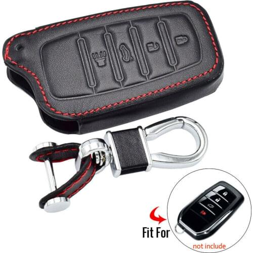 For Toyota Miral Fortuner Rav4 Highlander Crown PU Leather 4 Buttons Keyless Remote Black Fob Cover Case