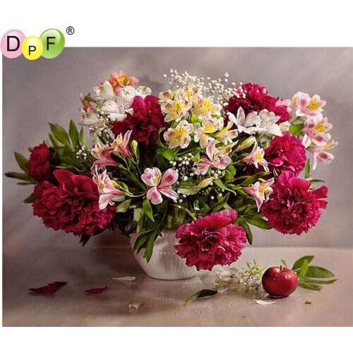 DPF DIY The vase apple 5D home decor diamond mosaic square diamond painting cross stitch crafts wall painting diamond embroidery