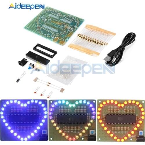 DC 5V DIY Electronic Kit Heart Shape Colorful LED Module Heart-Shaped Red Blue Flashing Light DIY Kits For Birthday Present Gift