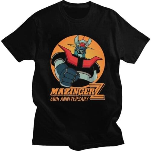 Mazinger Z Tshirt for Men Short Sleeved Leisure T Shirt Urban UFO Robot Anime T-shirt Loose Fit 100% Cotton Tee Tops Gift