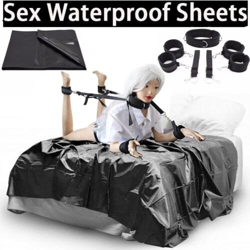 Sex Product Sex Black Waterproof Bedding Sheet BDSM Open Leg Wrist Cuff Bondage Tool Couple Flirt Make Love Bed Passion Supplies