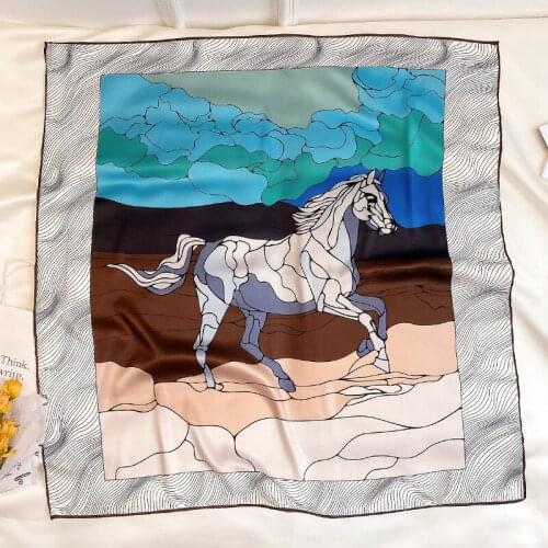 KOI LEAPING new horse fashion Hand stitch twill silk 90 large square scarf decorative silk scarf shawl beautiful gift