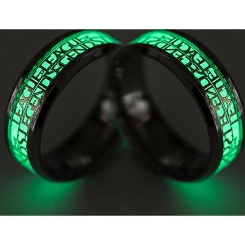 Fashion League Of Legends Game LOL luminous Ring Ladies Stainless Steel Luminous Mens Jewelry Party Carnival Exquisite Gift