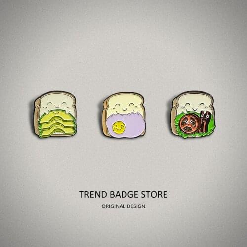 Fashionable and creative stuffed fruit eggs Enamel Label Pins vegetables delicious and nutritious Toast doll Brooches omn Clothe