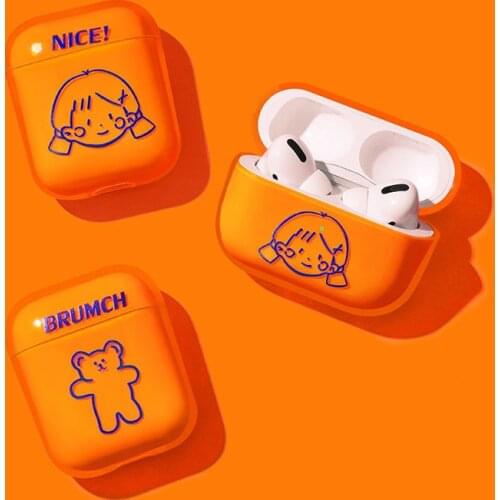 Korea Cute Cartoon Ins Bear Headphone Case for Apple Airpods 1 2 3 Pro Soft Silicone Bear Wireless Bluetooth Headset Cover