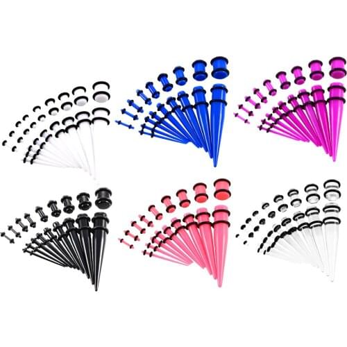 1.6mm-10mm 18pcs Acrylic Ear Gauge Taper Plug Stretching Kits Flesh Tunnel