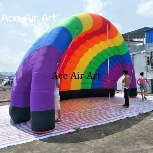 Rainbow luna color inflatable half dome tent,Shell beach tents,shell photo backdrop BOOTH for trade show or beach events